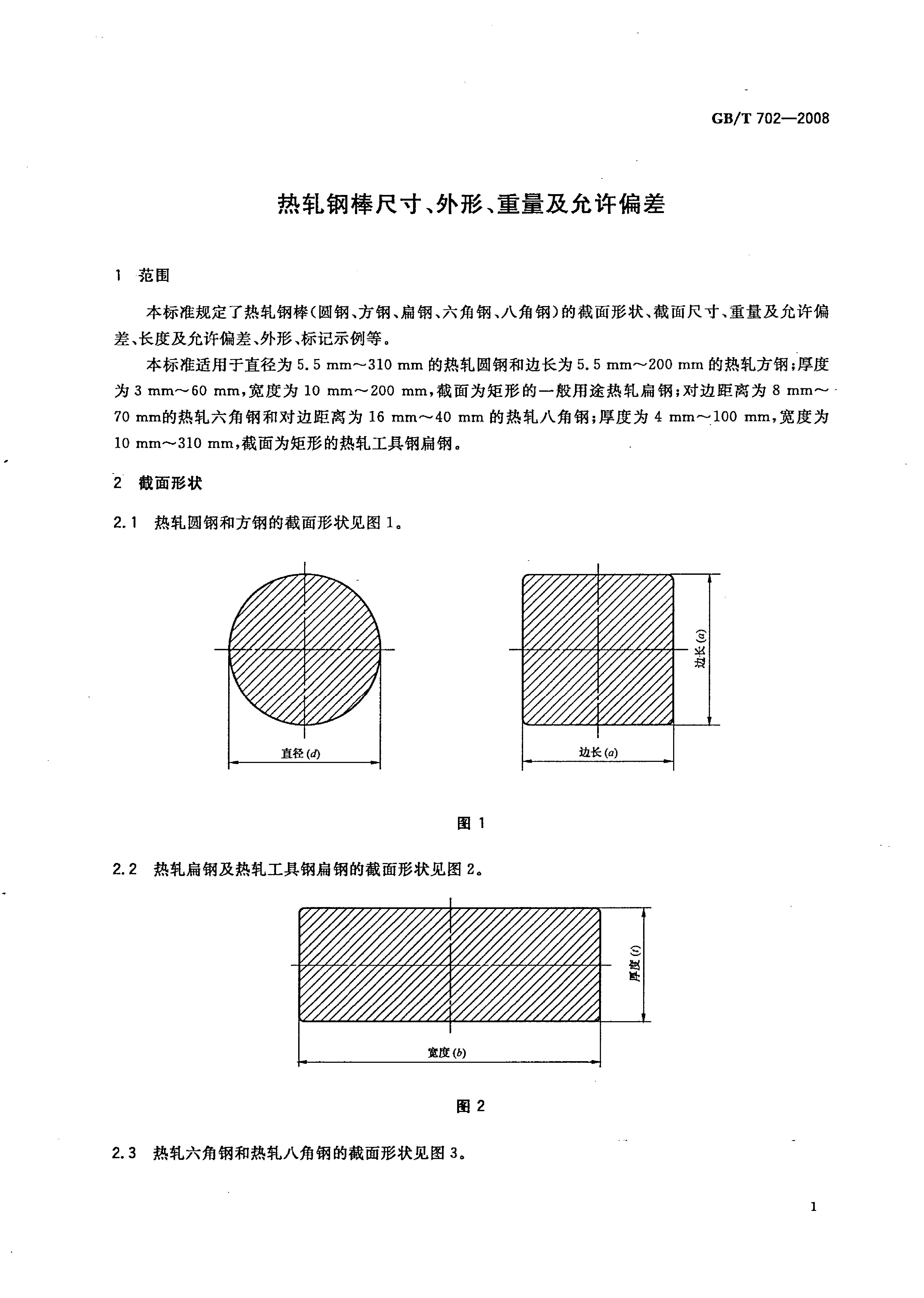 熱軋鋼棒尺寸、外形、重量及允許偏差國標 GBT 702-2008 代替GBT 702-20040003